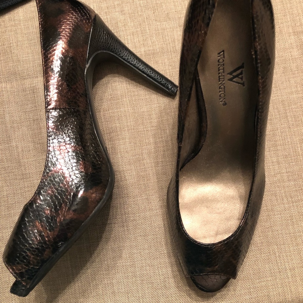 Snake Print Peep Toe Heels